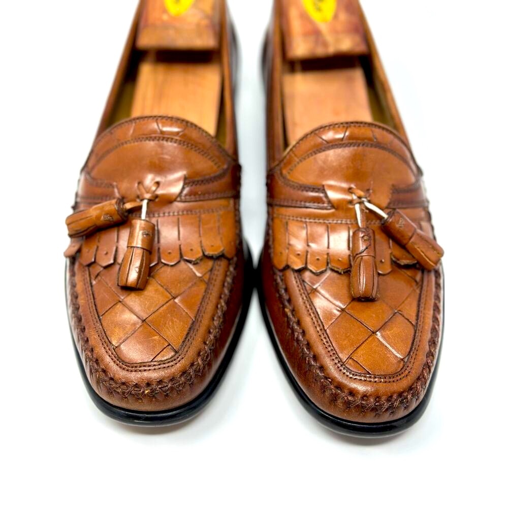 GIORGIO BRUTINI Men’s Size 8 Le Glove Loafers Brown Leather Kiltie Tassel Shoes - Picture 10 of 13